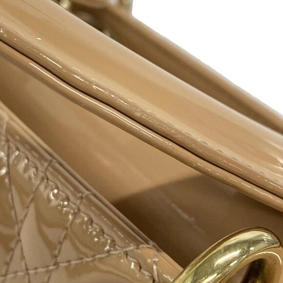 Auth DIOR/ChristianDior Lady Dior Small M0531OWCB_49PU Pink Beige Patent Leather - Picture 12 of 16